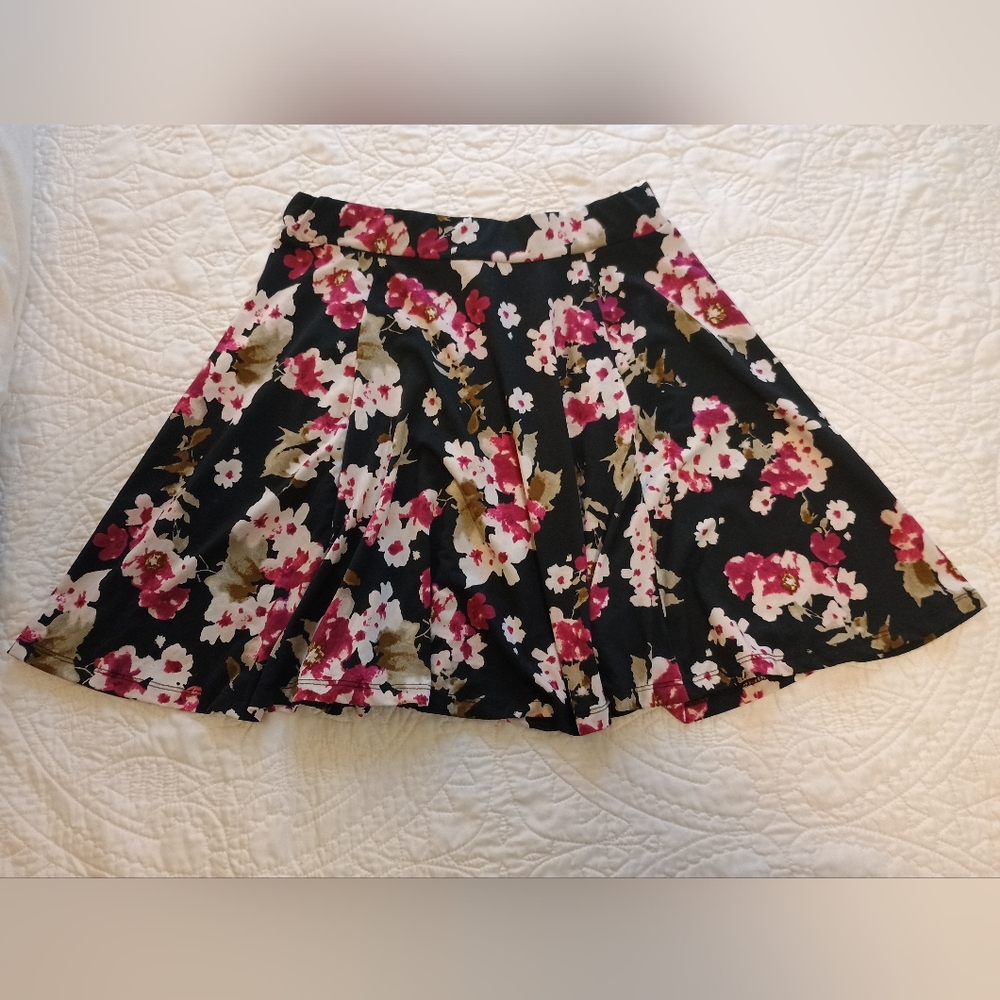 Rebel Sugar Black Floral Skater Skirt